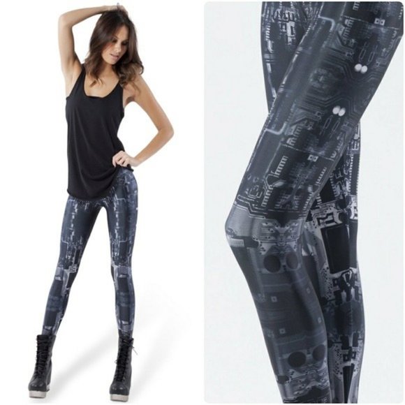 Blackmilk Pants - BlackMilk Grey Circuit Board Leggings